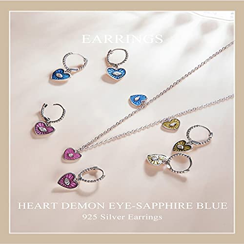 PAHALA 925 Sterling Silver Enamel Heart Demon Eye Chain Necklace Pendant Wedding Necklace