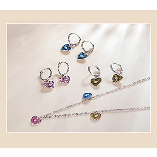 PAHALA 925 Sterling Silver Enamel Heart Demon Eye Chain Necklace Pendant Wedding Necklace