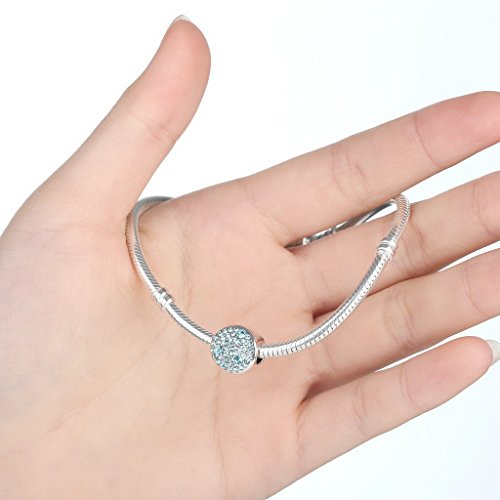 PAHALA 925 Sterling Silver Sky Blue Dream Crystals Love Charm Bead