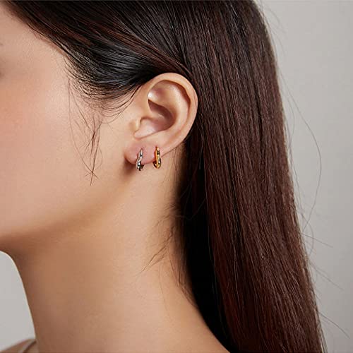 PAHALA 925 Sterling Silver Simple Retro Metal Love Buckle Stud Earrings