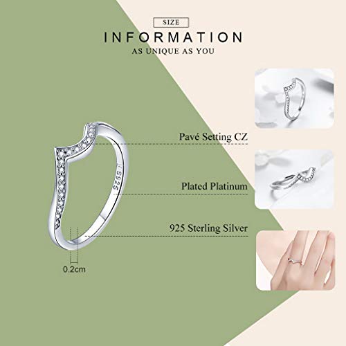 PAHALA 925 Strling Silver Geometric Heart Shape Crystals Finger Weeding Party Ring