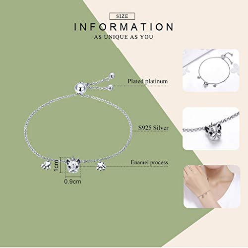 PAHALA 925 Sterling Silver Trendy Bulldog Footprints Chain Link Bracelet