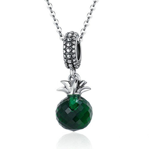 PAHALA 925 Sterling Silver Pineapple with Crystal Clear CZ Pendant Necklace