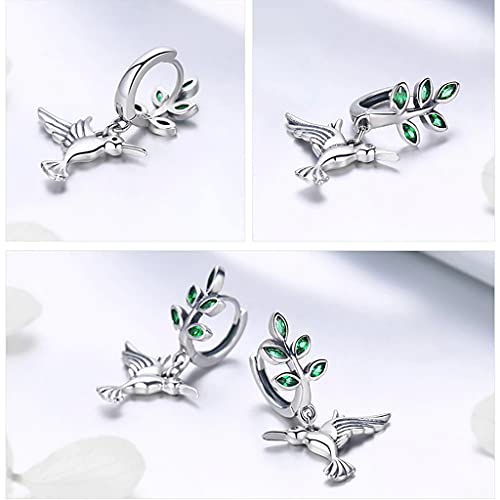 PAHALA 925 Sterling Silver Cute Hummingbirds Greetings Bird Crystals Stud Earrings
