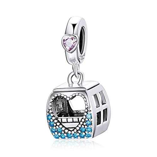 PAHALA 925 Sterling Silver Enamel Travel London Pink Car Windmill Blue Heart Memories Charm Bead