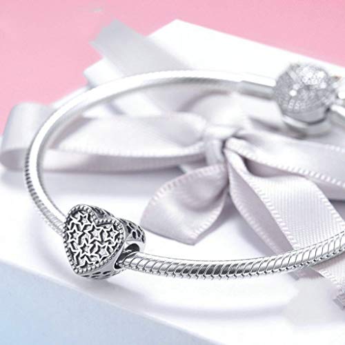 PAHALA 925 Strling Silver Heart Shape Star Charms