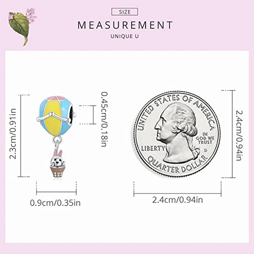 PAHALA 925 Sterling Silver Enamel Colorful Hot Air Balloon Bunny Charm Bead