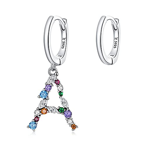 PAHALA 925 Sterling Silver Rainbow Blue Purple Dream Stud Round Crystal Earrings