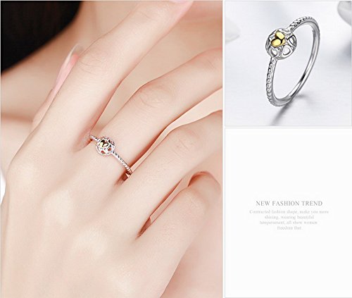 PAHALA 925 Sterling Silver My Love Cubic Zirconia Vintage Wedding Engagement Band Ring
