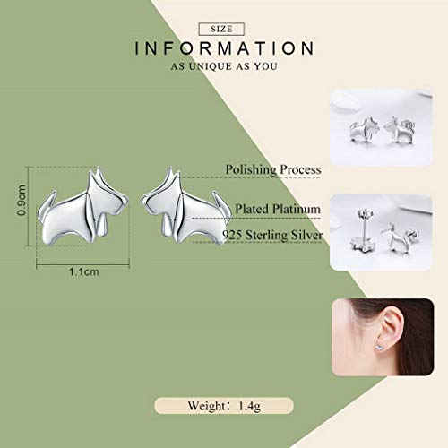 PAHALA 925 Sterling Silver Cute Little Puppy Dog Stud Earrings