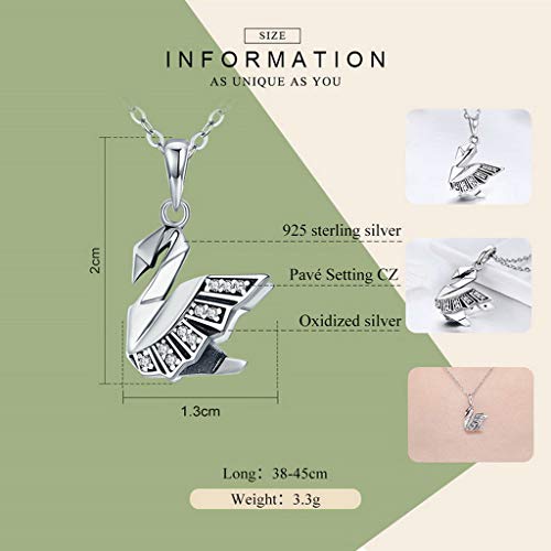 PAHALA 925 Sterling Silver Cute Swan Crystals Pendant Necklace