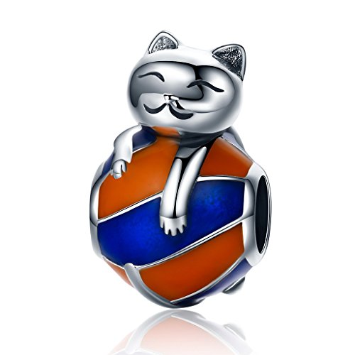 PAHALA 925 Strling Silver Colourful Cat Charms Fit Bracelets Necklace