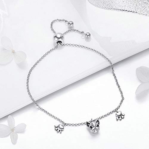 PAHALA 925 Sterling Silver Trendy Bulldog Footprints Chain Link Bracelet