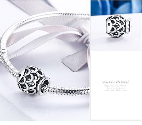 PAHALA 925 Sterling Silver Ocean Fish Charms Fit Bracelets Necklace