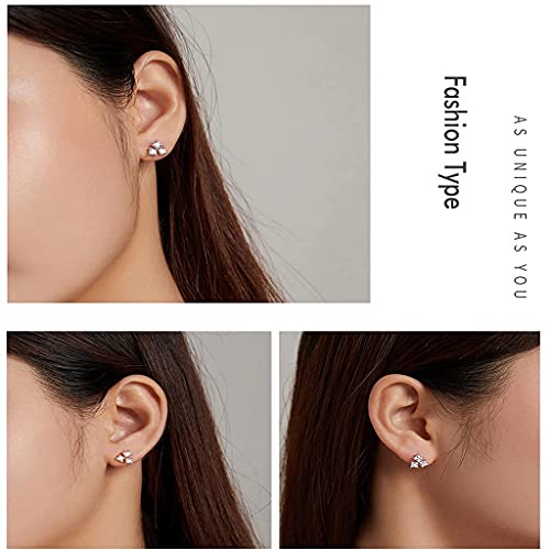 PAHALA 925 Sterling Silver Modern Stylish Multiple Crystal Stud Earrings