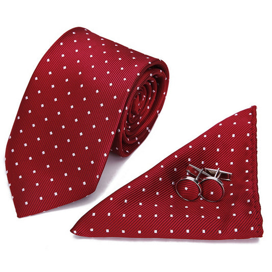 PAHALA Mens Silk Jacquard Woven Necktie Cufflinks Pocket Square Set Box