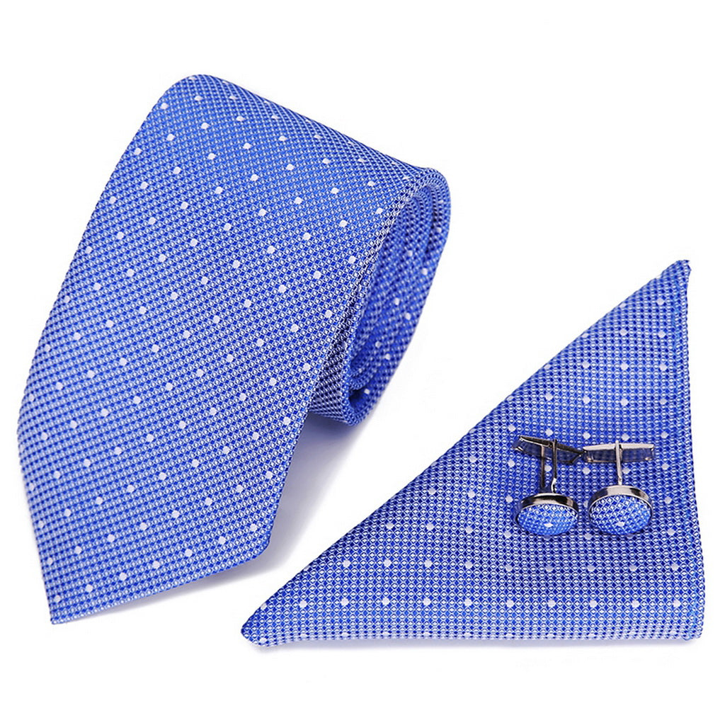 PAHALA Mens Silk Jacquard Woven Necktie Cufflinks Pocket Square Set Box