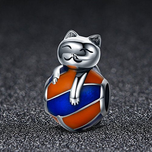 PAHALA 925 Strling Silver Colourful Cat Charms Fit Bracelets Necklace