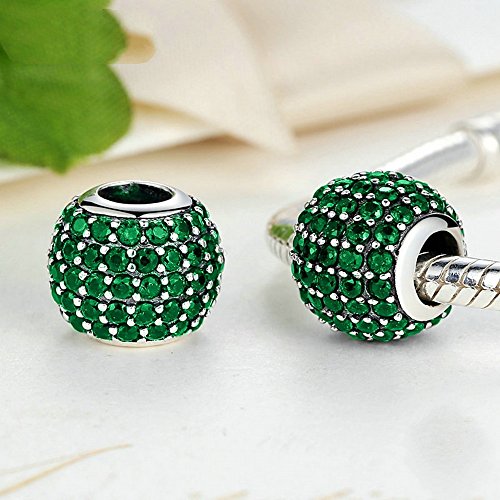 PAHALA 925 Strling Silver 2 Styles Colorful Round Charms Fit Bracelets Necklace