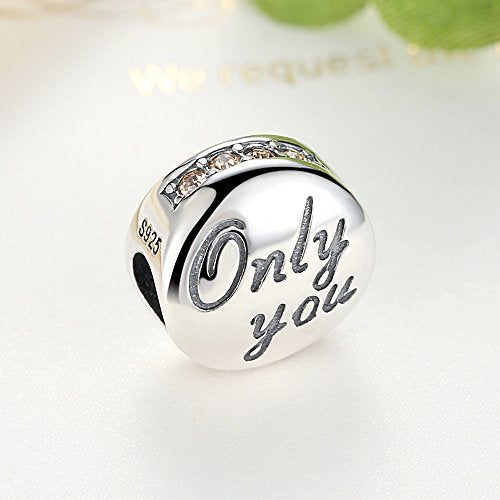 PAHALA 925 Sterling Silver Romantic Only You with Yellow Crystals Charms Fit Bracelet