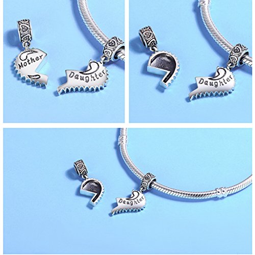 PAHALA 925 Sterling Silver Mother Love Daughter Charm Bead Fit Bracelets