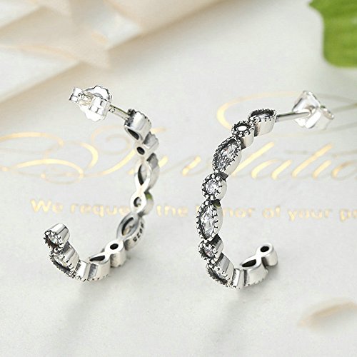 PAHALA 925 Sterling Silver Long Crystals Flowers Stud Pendant Party Wedding Earring