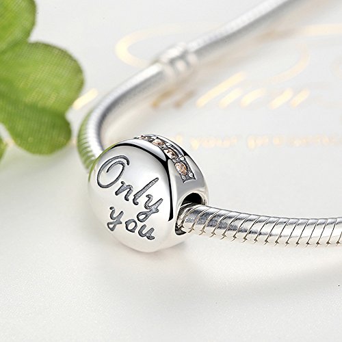 PAHALA 925 Sterling Silver Romantic Only You with Yellow Crystals Charms Fit Bracelet