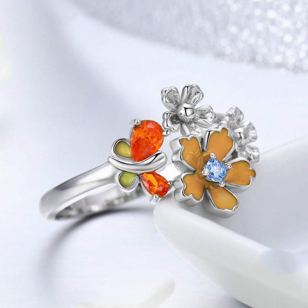PAHALA 925 Strling Silver Love of Butterfly Crystals Finger Weeding Party Ring