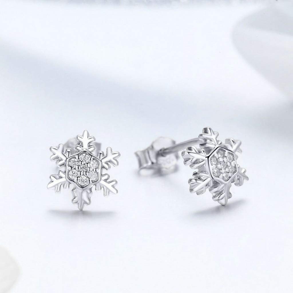 PAHALA 925 Sterling Silver Winter Snowflake Bracelets Earrings Rings Jewelry Set
