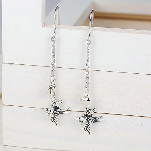 PAHALA 925 Sterling Silver Swallow Long Drop Party Wedding Earring