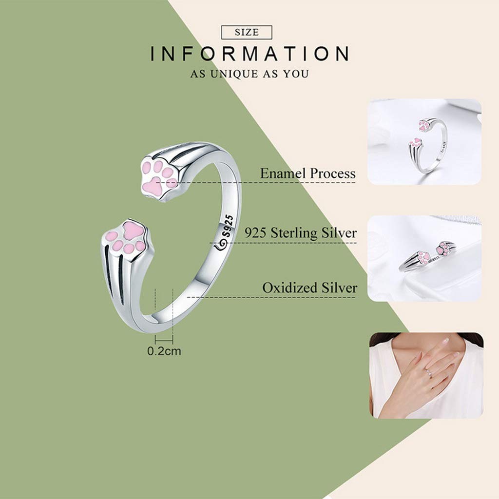 PAHALA 925 Strling Silver Animal Footprints Finger Weeding Party Ring