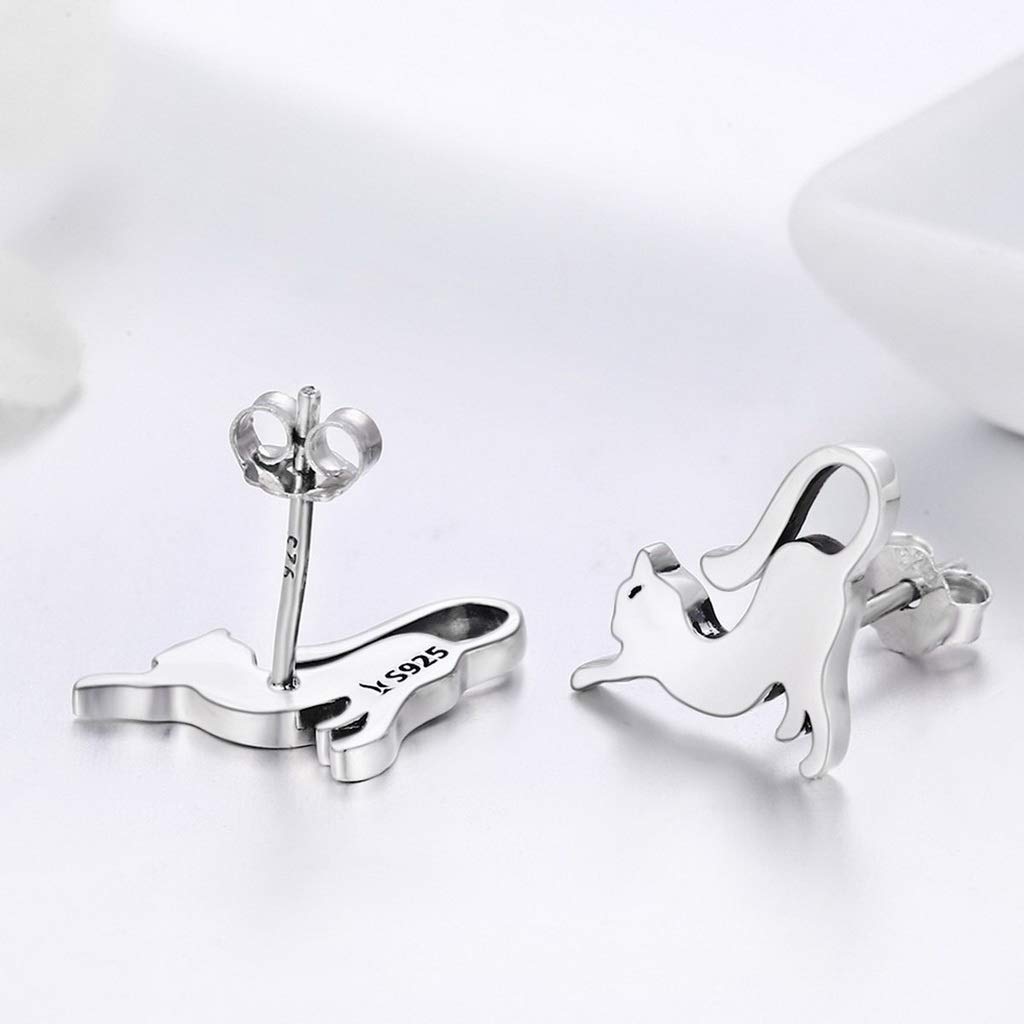 PAHALA 925 Sterling Silver Cute Cat Pussy Tail Stud Earrings