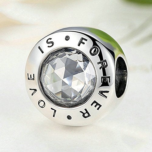 PAHALA 925 Strling Silver Love is Forever Charms Fit Bracelets Bangles Necklace