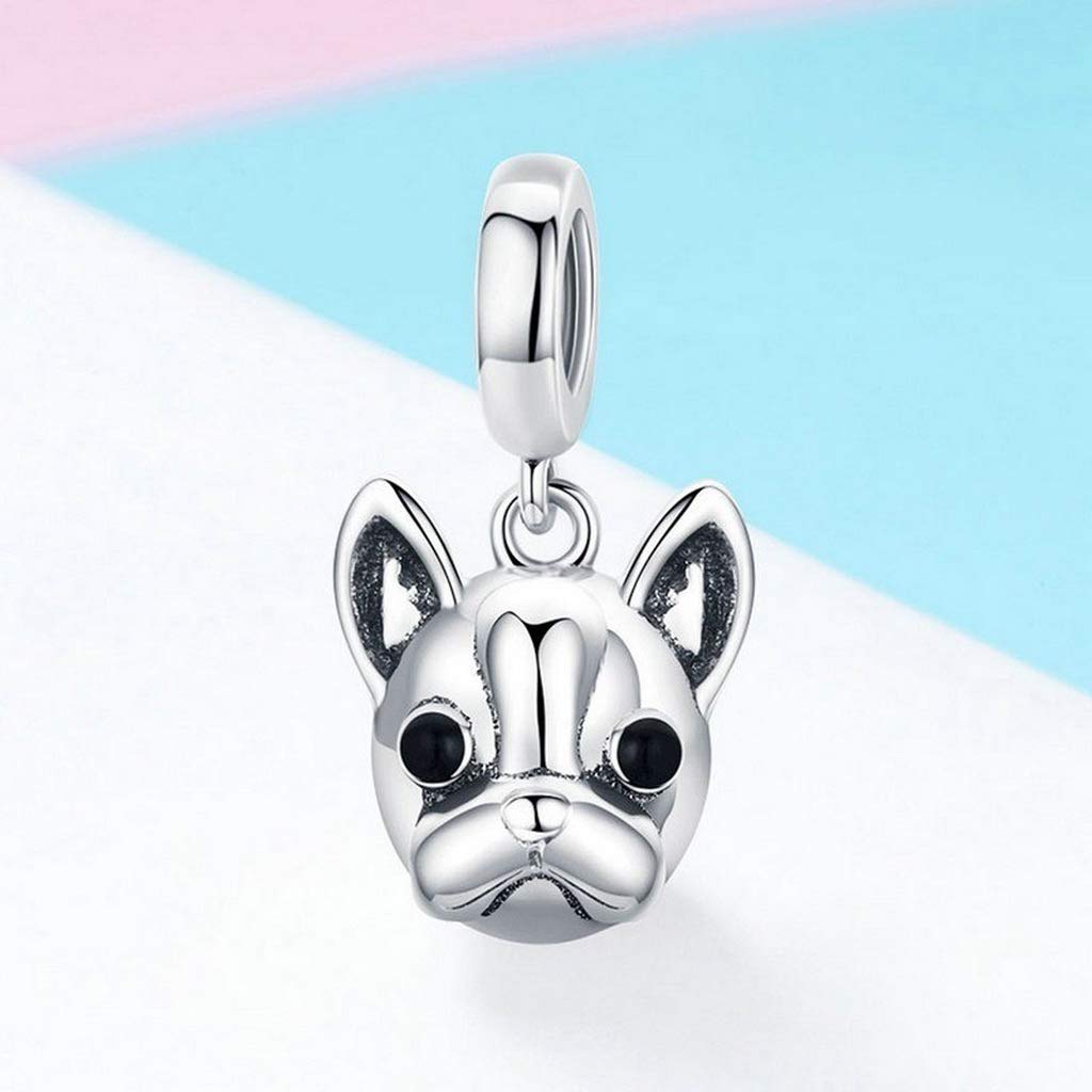 PAHALA 925 Strling Silver Cute Bulldog Pendant Charm Bead