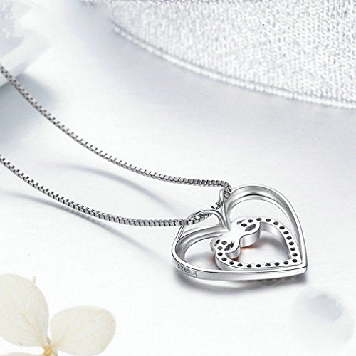 PAHALA 925 Sterling Silver Infinity Love Heart with Crystals Clear CZ Pendant Necklace