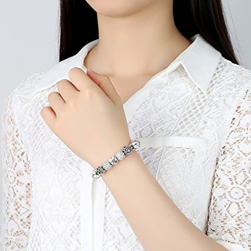 PAHALA 3 Colors Luxury Love Folwer Eurpoean Chain with Crystals Charm Bracelet Bangles