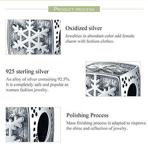 PAHALA 925 Sterling Silver Snowflake Maple Leaves Charm Bead