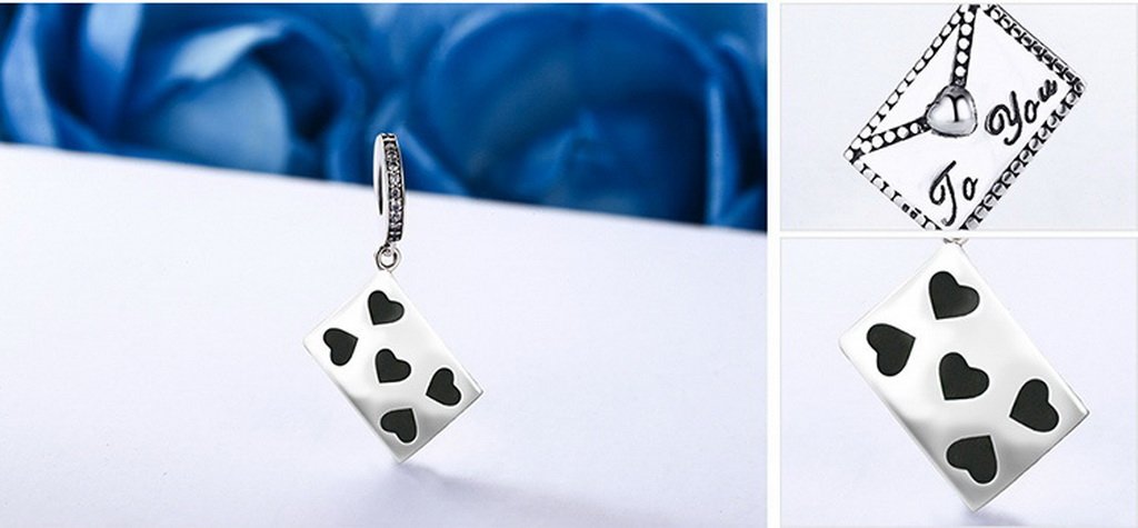 PAHALA 925 Sterling Silver Love Letter from Me to Your Heart Charms Fit Bracelets Necklace