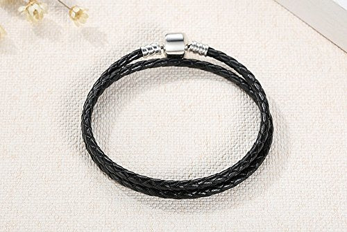 PAHALA 925 Sterling Silver Long 4 Colors Braided Leather Chain Snake Clasp