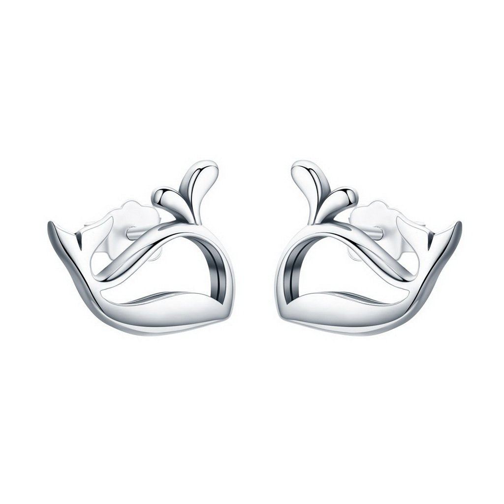 PAHALA 925 Sterling Silver Cute Small Whale Stud Earrings