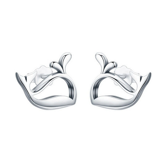 PAHALA 925 Sterling Silver Cute Small Whale Stud Earrings