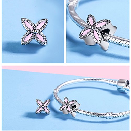 PAHALA 925 Sterling Silver Romantic Pink Lilac with Crystals Charm Bead