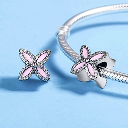 PAHALA 925 Sterling Silver Romantic Pink Lilac with Crystals Charm Bead