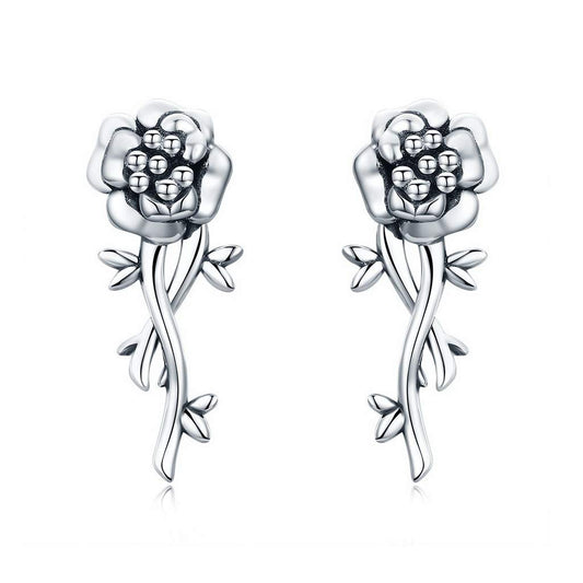 PAHALA 925 Sterling Silver Romantic Flower Love Drop Earrings