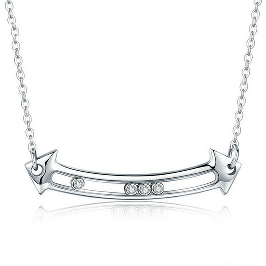 PAHALA 925 Sterling Silver Love in Arrow with Crystals Clear CZ Pendant Necklace