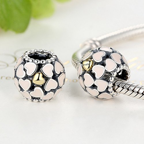 PAHALA 925 Sterling Silver Pink Full Love Enamel Charm Bead