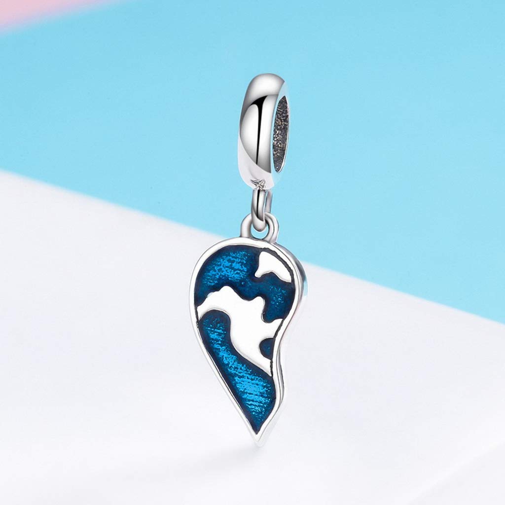 PAHALA 925 Strling Silver Enamel Picture of Earth Heart Charms