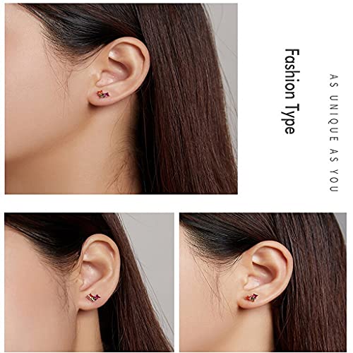 PAHALA 925 Sterling Silver Colorful Love Three-dimensional Zircons Stud Earrings