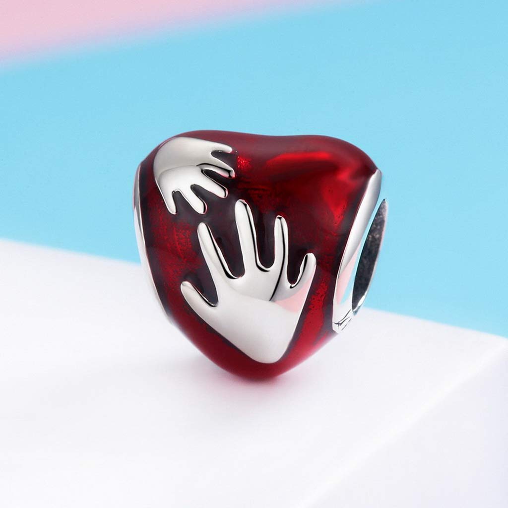PAHALA 925 Strling Silver Mom Gentle Hand Enamel Charms