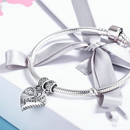 PAHALA 925 Sterling Silver Mother Love Daughter Charm Bead Fit Bracelets